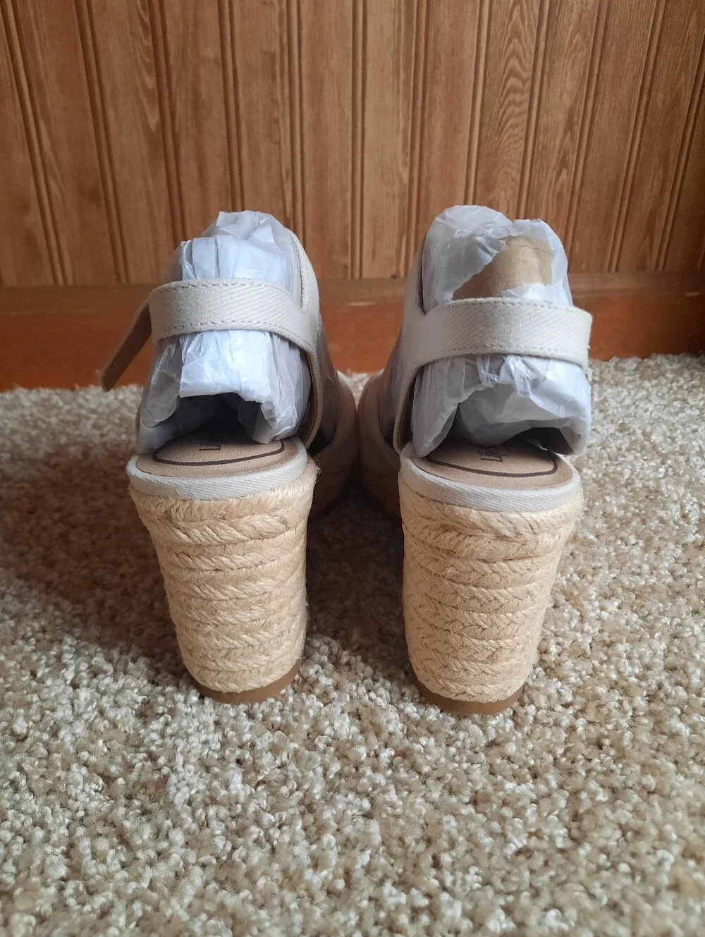 🛍 NIB Life Stride Tahlia Bone Canvas Ankle Strap Bow Espadrille Wedges Size 7